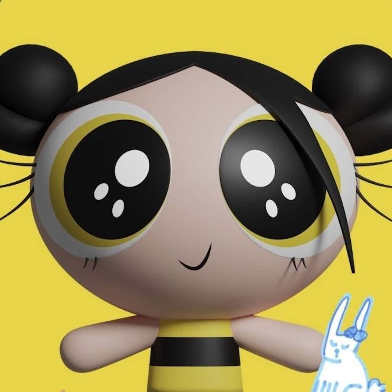 Powerpuff Girls, black pigtails, oversized yellow-ringed eyes, HD Desktop Wallpaper
