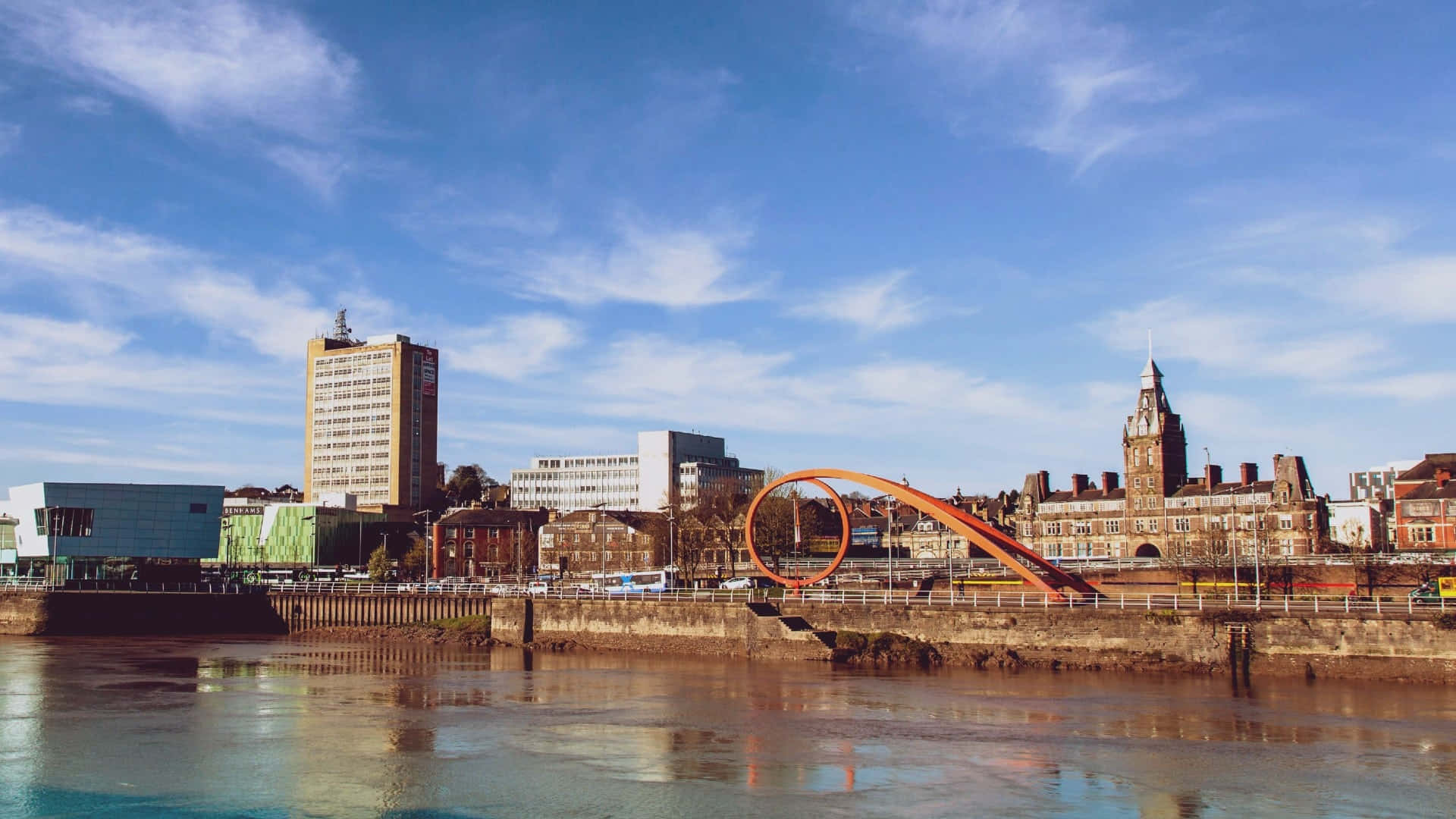 Newport, cityscape, riverfront, Full HD Desktop Wallpaper