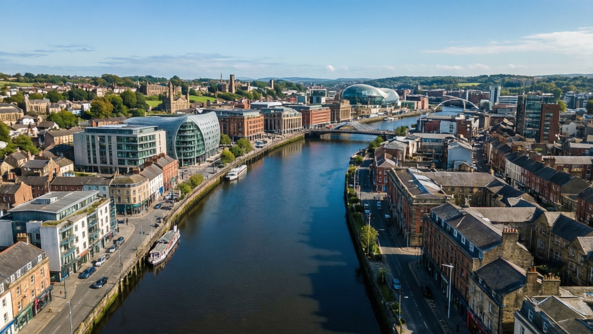 Newport, river, urban cityscape, Full HD Desktop Wallpaper