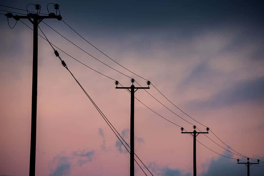 twilight, utility poles, silhouette, SD Desktop Wallpaper