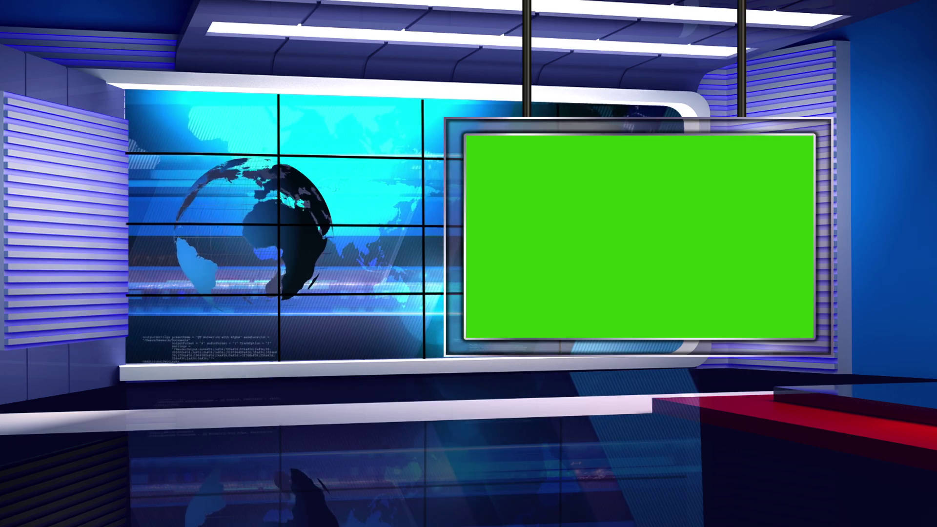 news studio, green chroma key monitor, blue lighting globe screen, Full HD Desktop Wallpaper