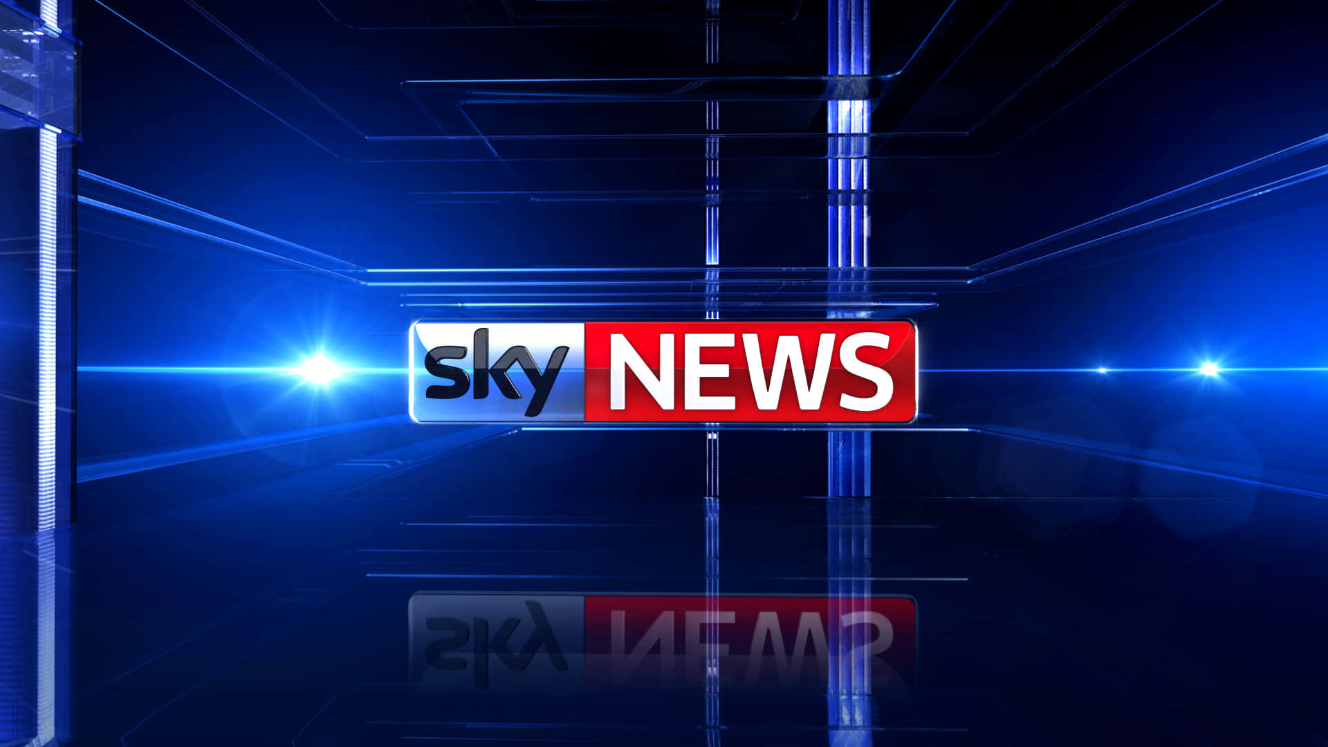 Sky News, neon blue lights, futuristic blue studio, Full HD Desktop Wallpaper