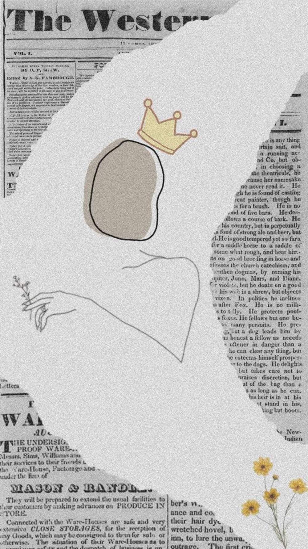 Newspaper Aesthetic, crowned figure, blank face, HD Phone Wallpaper