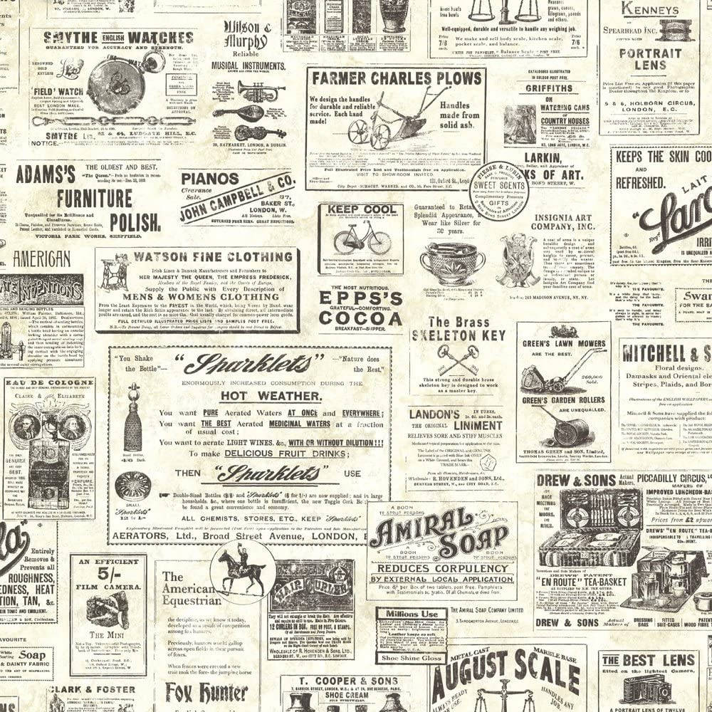 vintage newspaper collage, faded 19th-century advertisements, pianos, SD Desktop Wallpaper