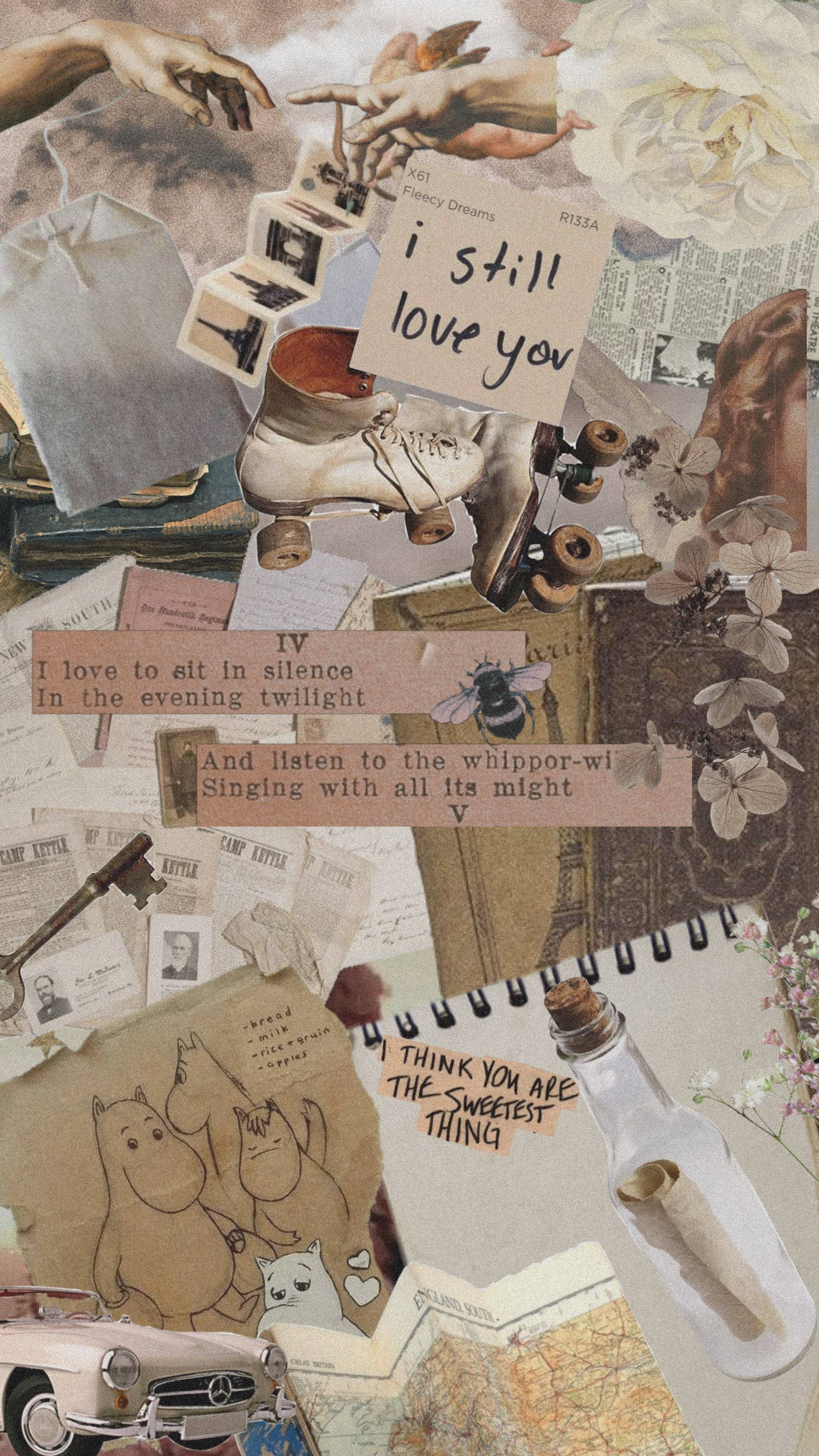 Newspaper Aesthetic, vintage items, roller skates, 2K Phone Wallpaper