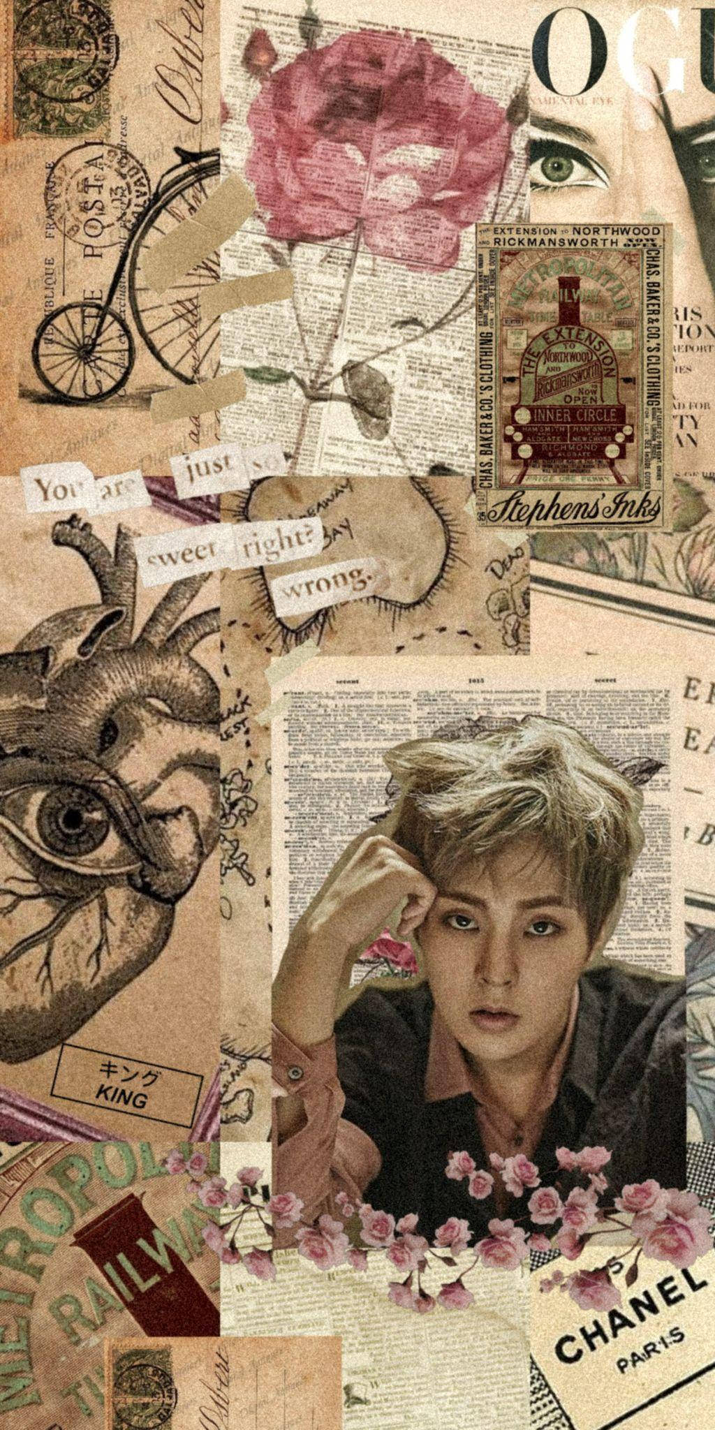 Newspaper Art Aesthetic Collage, vintage collage, young man, Full HD Phone Wallpaper