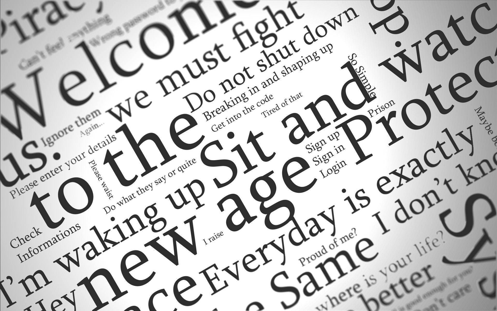 Newspaper Aesthetic, bold black text, light gray background, Full HD Desktop Wallpaper