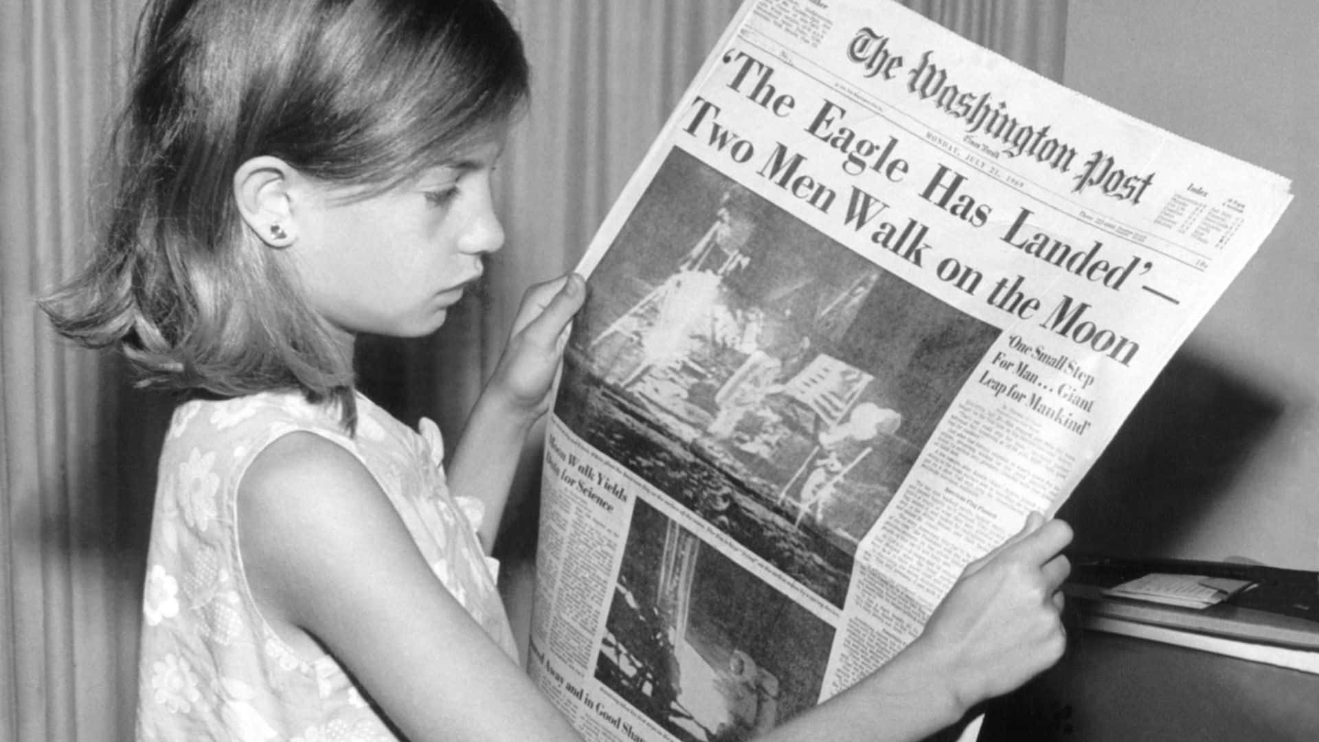 vintage black and white photo, young girl, historic newspaper headline, Full HD Desktop Wallpaper