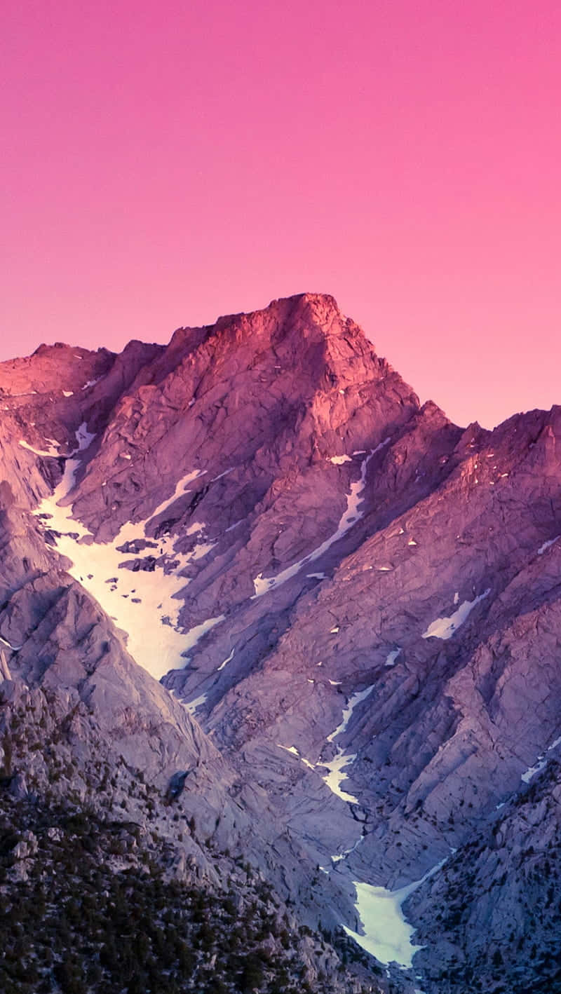Nexus 5, vibrant pink sunset, jagged mountain peak, HD Phone Wallpaper