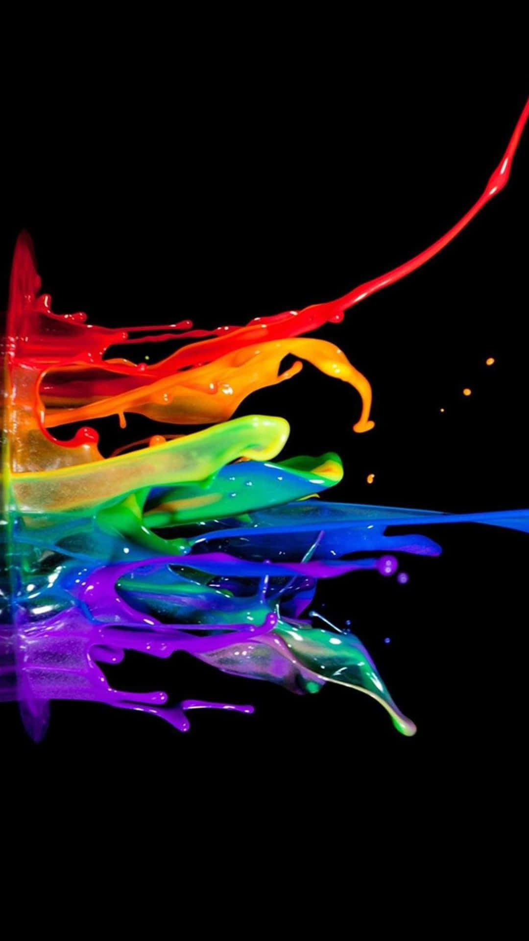 Nexus 5, rainbow paint splashes, stark black background, Full HD Phone Wallpaper