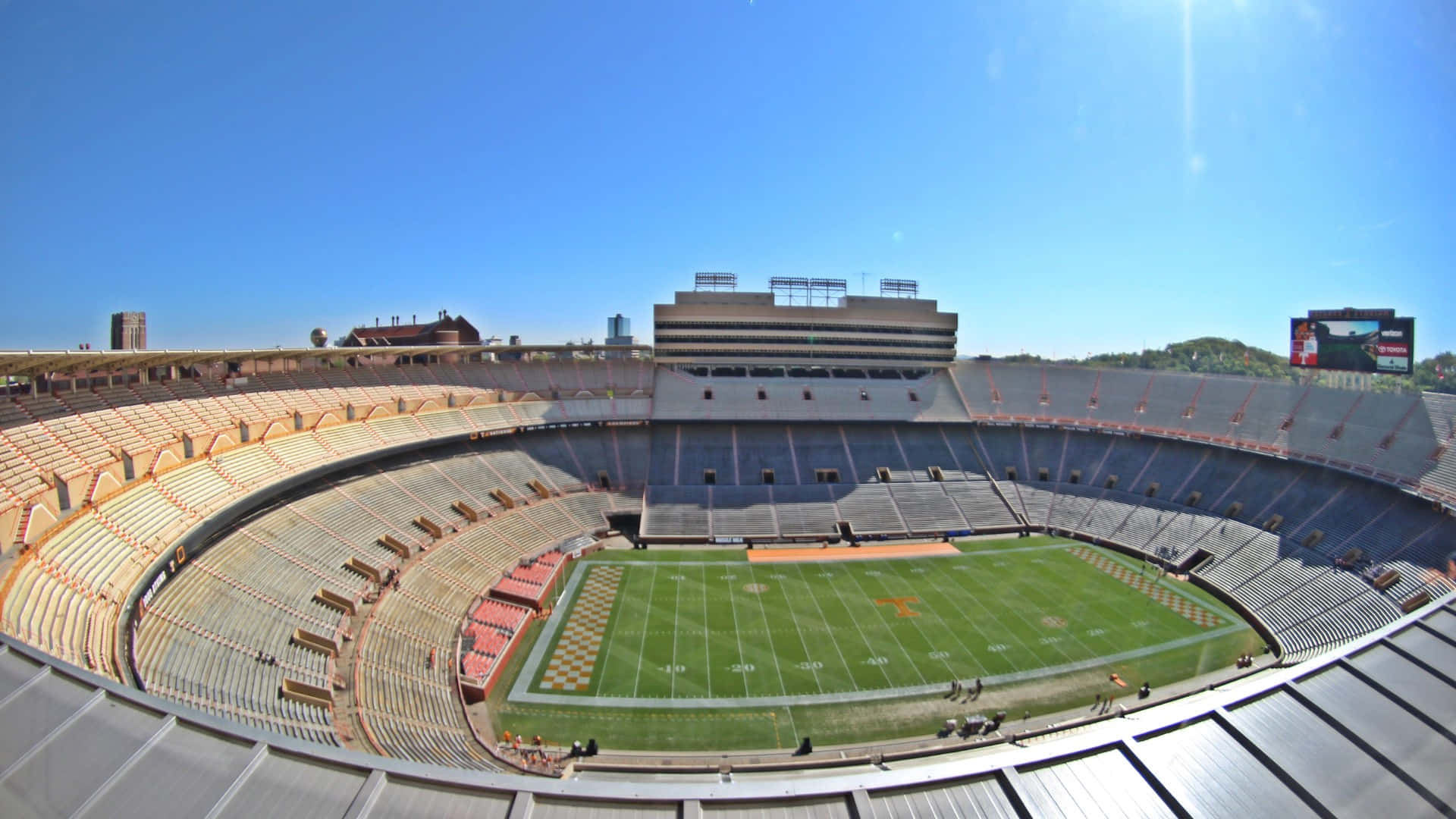 Neyland Stadium, vibrant green field, tiered seating, Full HD Desktop Wallpaper