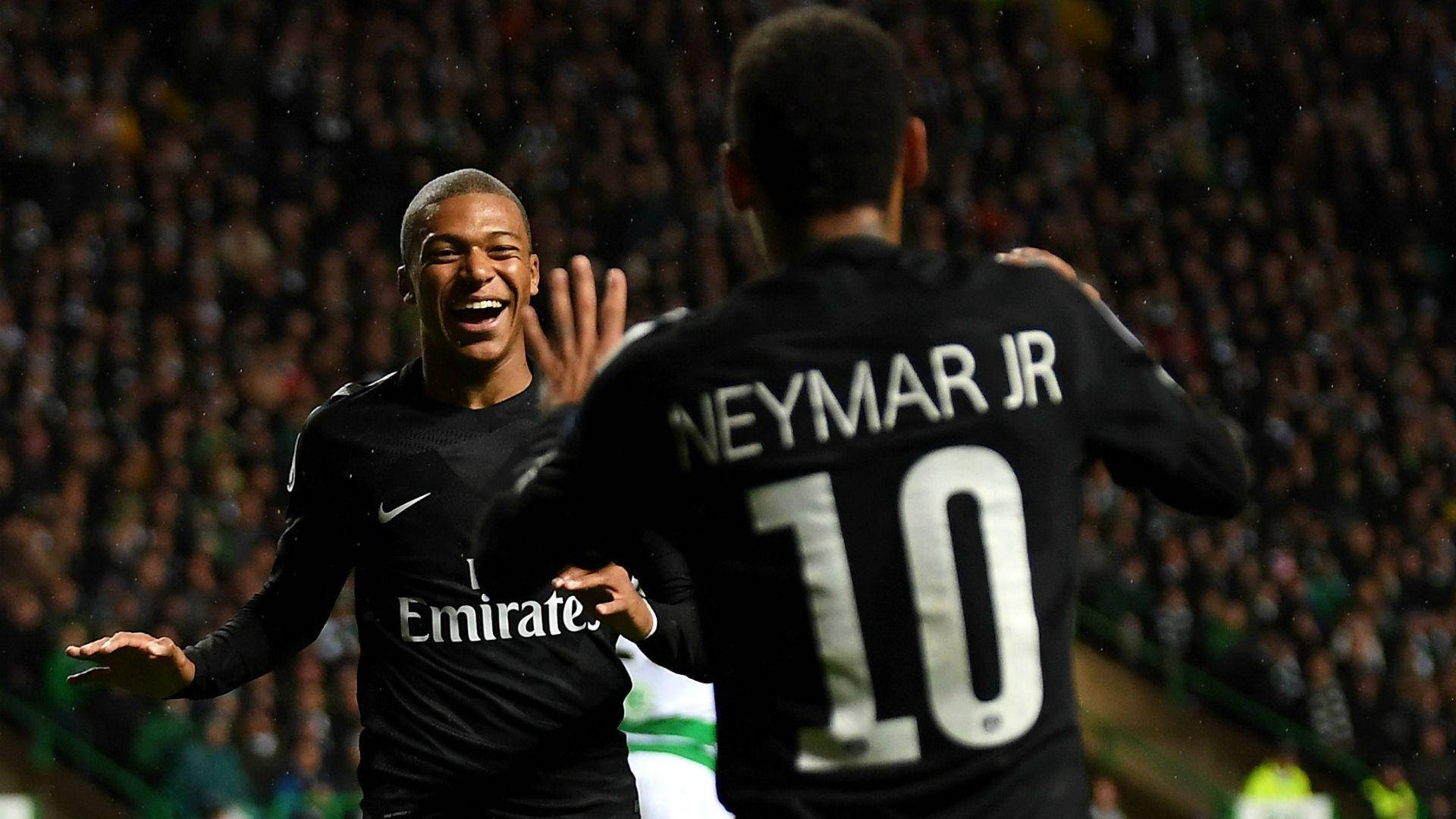 Neymar, Mbappe, stadium lights, Full HD Desktop Wallpaper