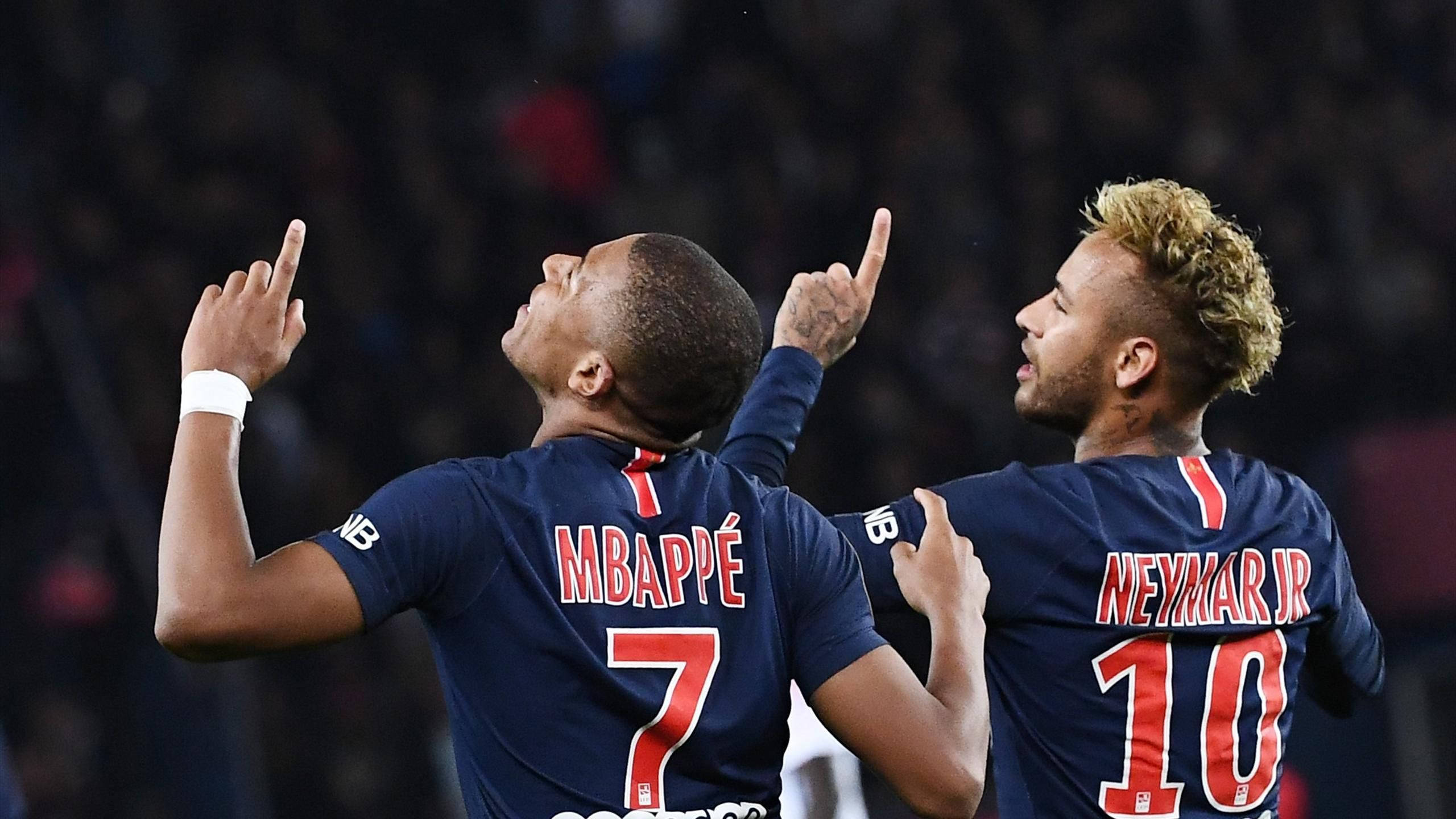 Neymar, Mbappe, blue jerseys, 2K Desktop Wallpaper