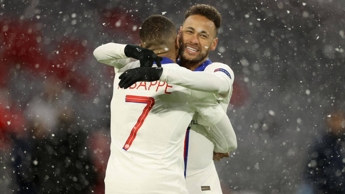 Neymar, Mbappe, snow, SD Desktop Wallpaper