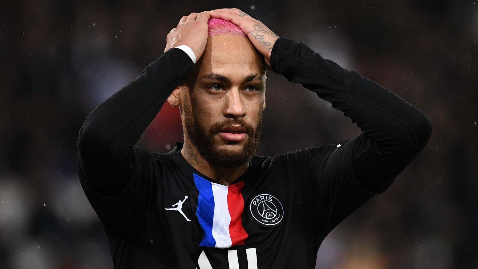 Neymar, black Paris Saint-Germand jersey, pink-dyed head, Full HD Desktop Wallpaper
