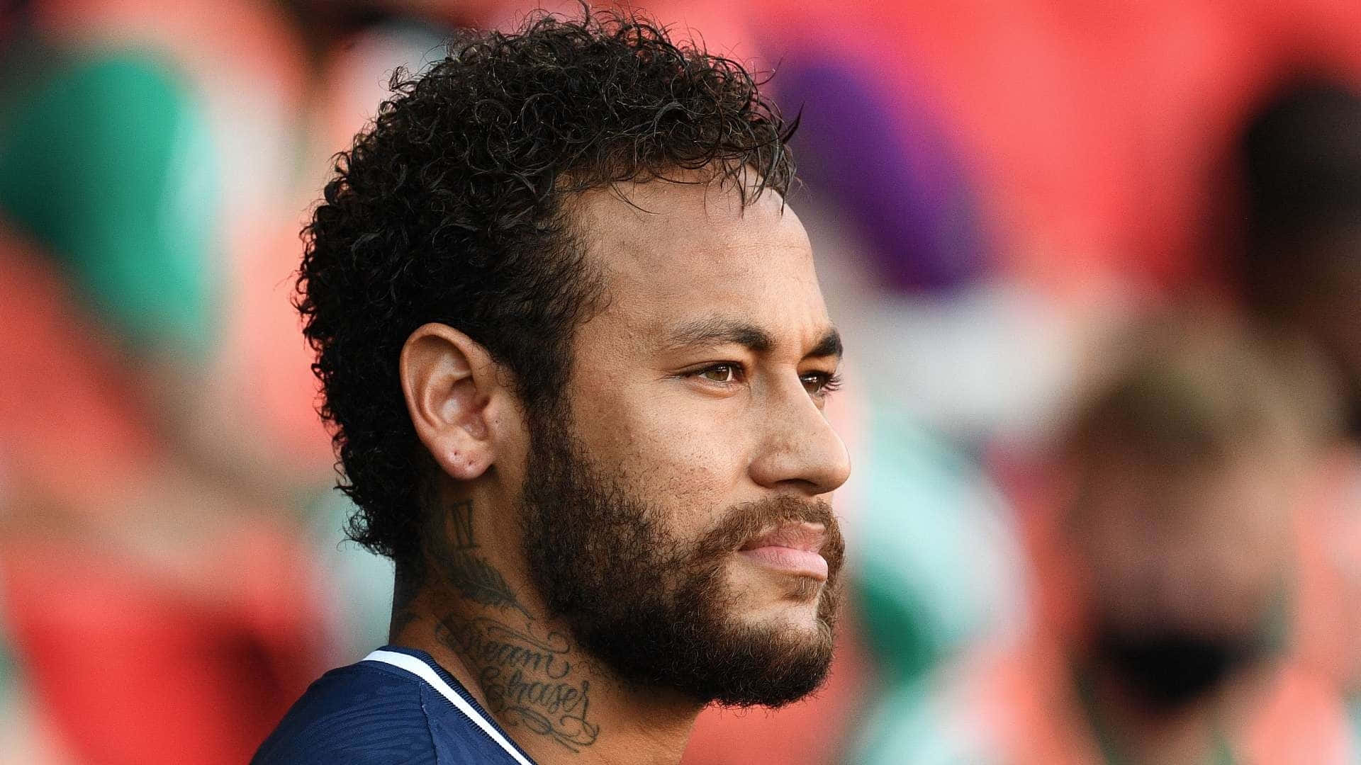 Neymar, curly dark hair, beard, Full HD Desktop Wallpaper