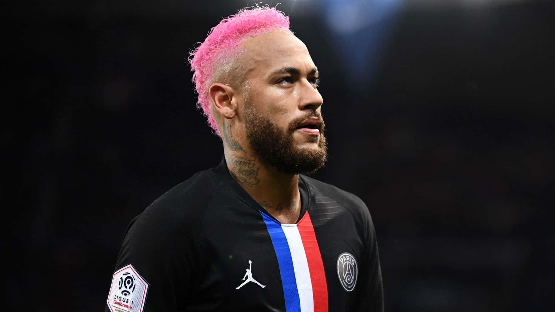 Neymar, pink mohawk, pink beard, Full HD Desktop Wallpaper