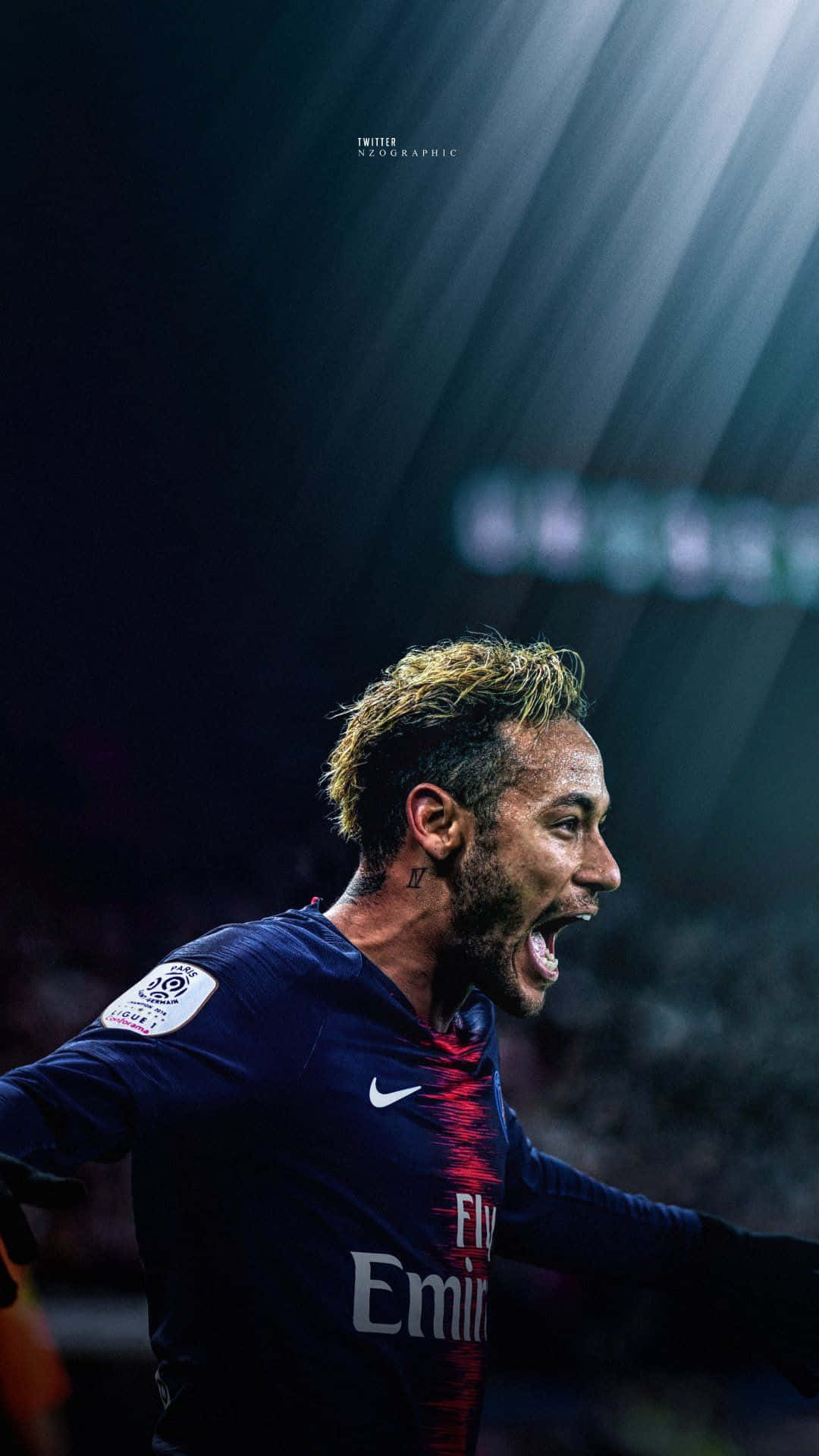 Neymar, iPhone, stadium lights, Full HD Phone Wallpaper