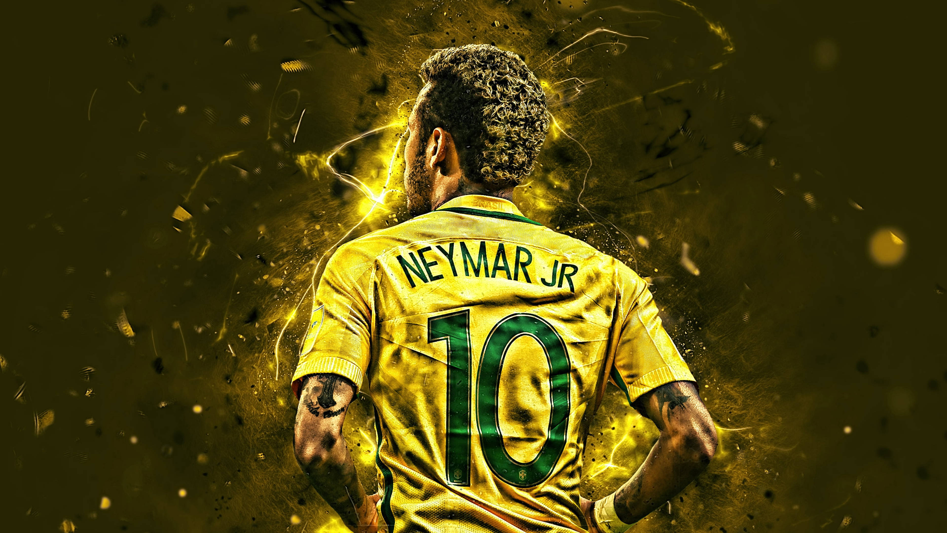 Neymar Jr, yellow Brazil jersey, number 10, 4K Desktop Wallpaper