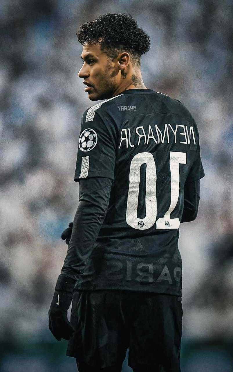 Neymar Jr, black jersey, number 10, HD Phone Wallpaper