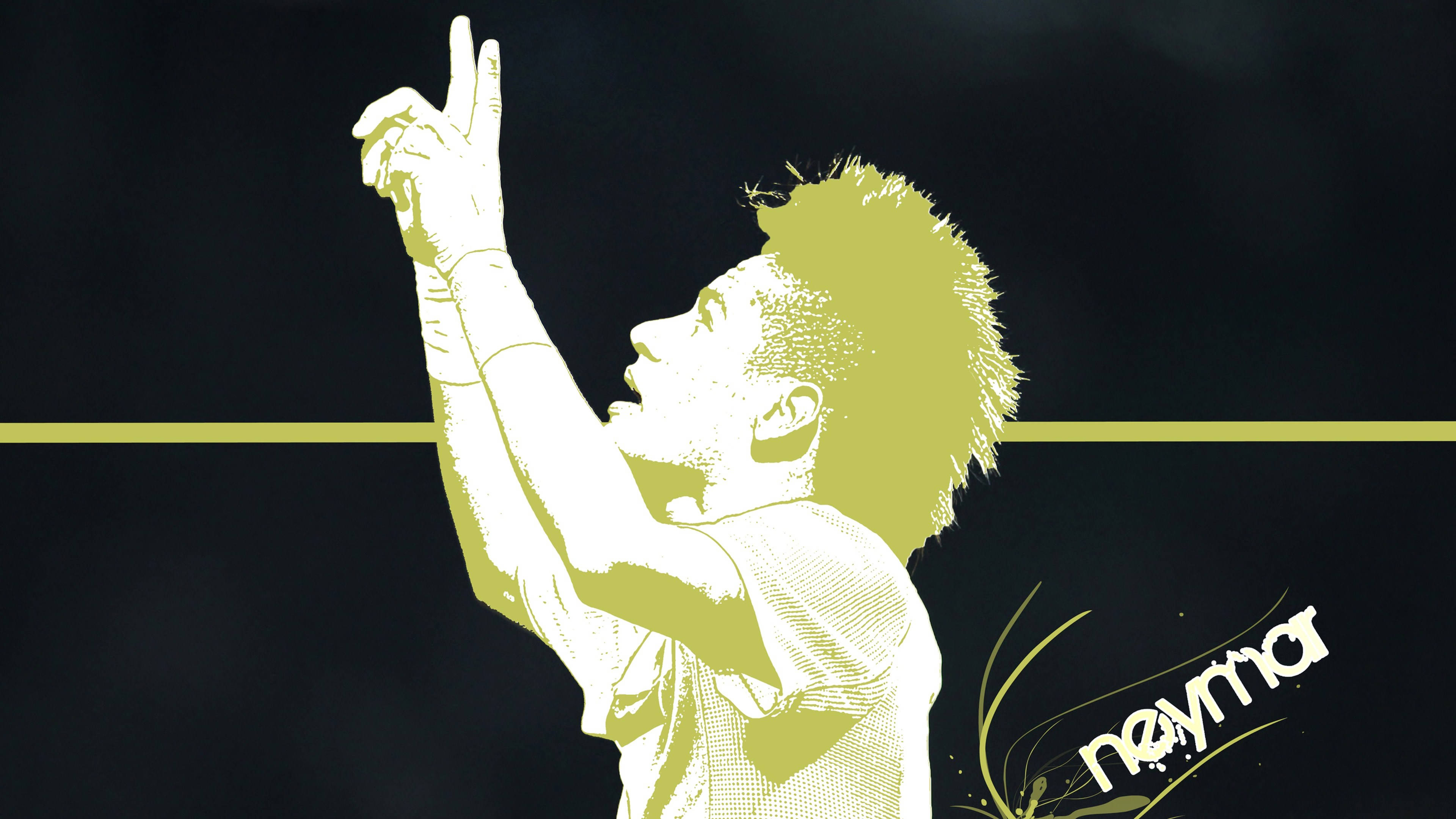 Neymar Jr, lime green, silhouette, 4K Desktop Wallpaper