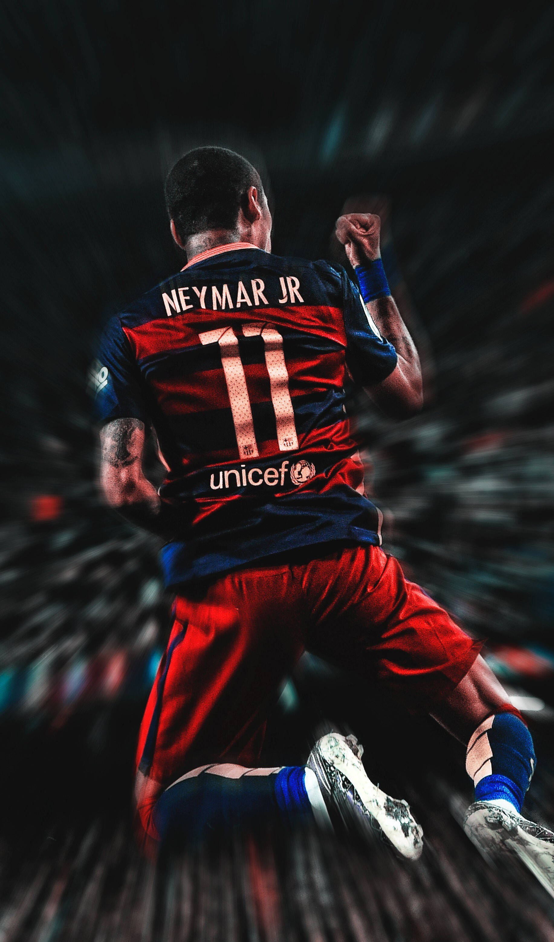 Neymar Jr, red and blue jersey, number 11, 2K Phone Wallpaper