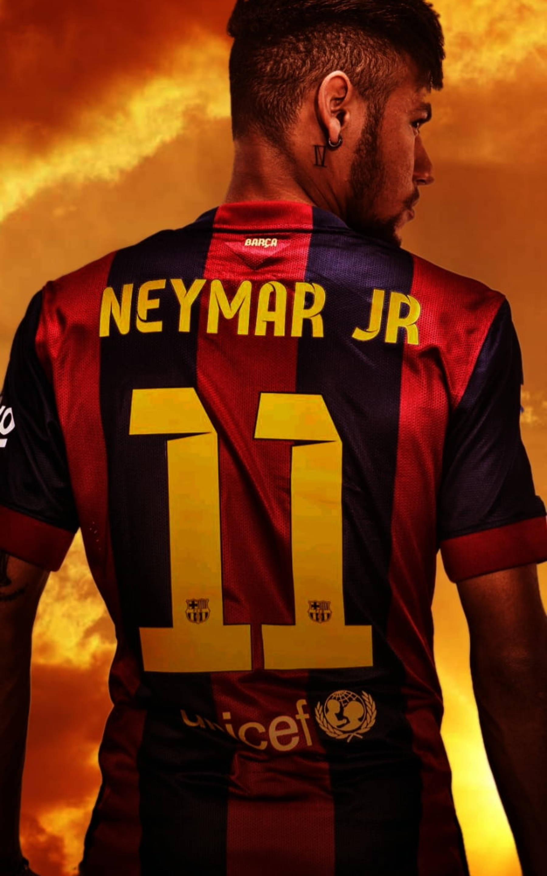 Neymar Jr, number 11, red and blue striped jersey, 2K Phone Wallpaper