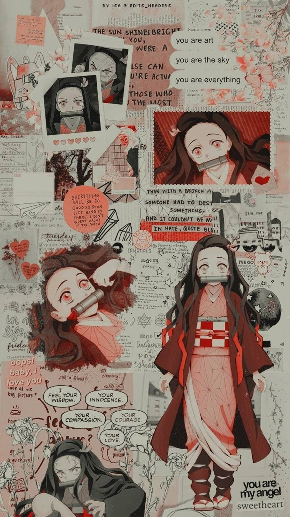 Nezuko, red kimono, masked girl, HD Phone Wallpaper