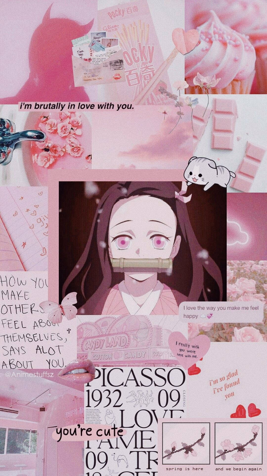 Nezuko Aesthetic, pink, anime characters, Full HD Phone Wallpaper