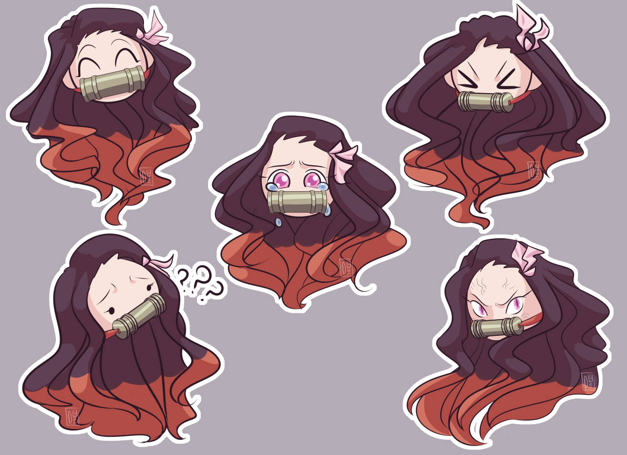 Nezuko Aesthetic, kawaii digital art, chibi anime characters, HD Desktop Wallpaper
