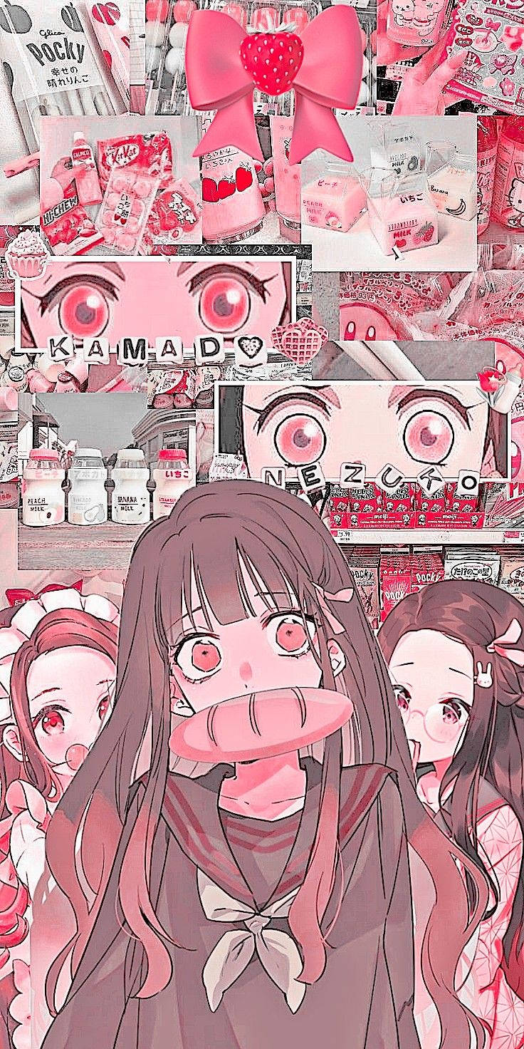 Nezuko, soft aesthetic, vibrant pink, HD Phone Wallpaper