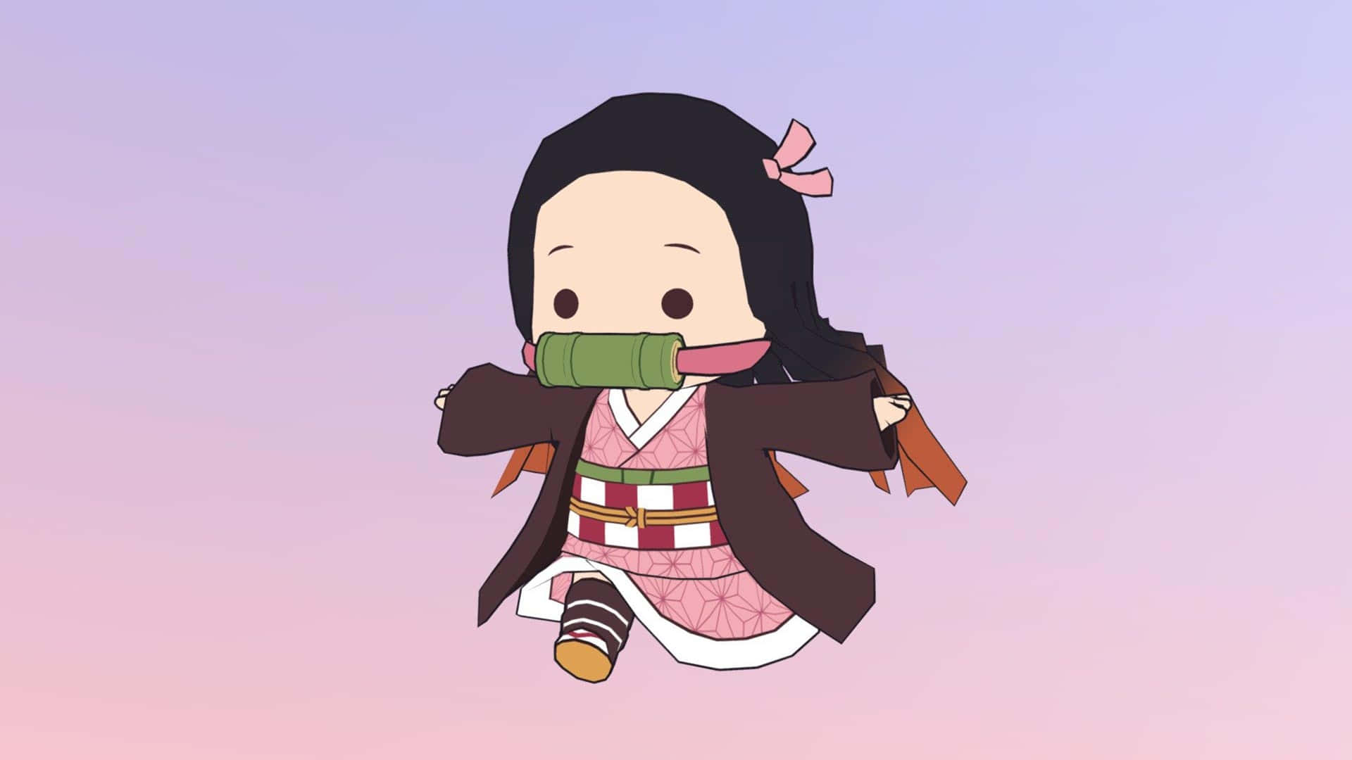 Nezuko, demon slayer, chibi anime girl, Full HD Desktop Wallpaper