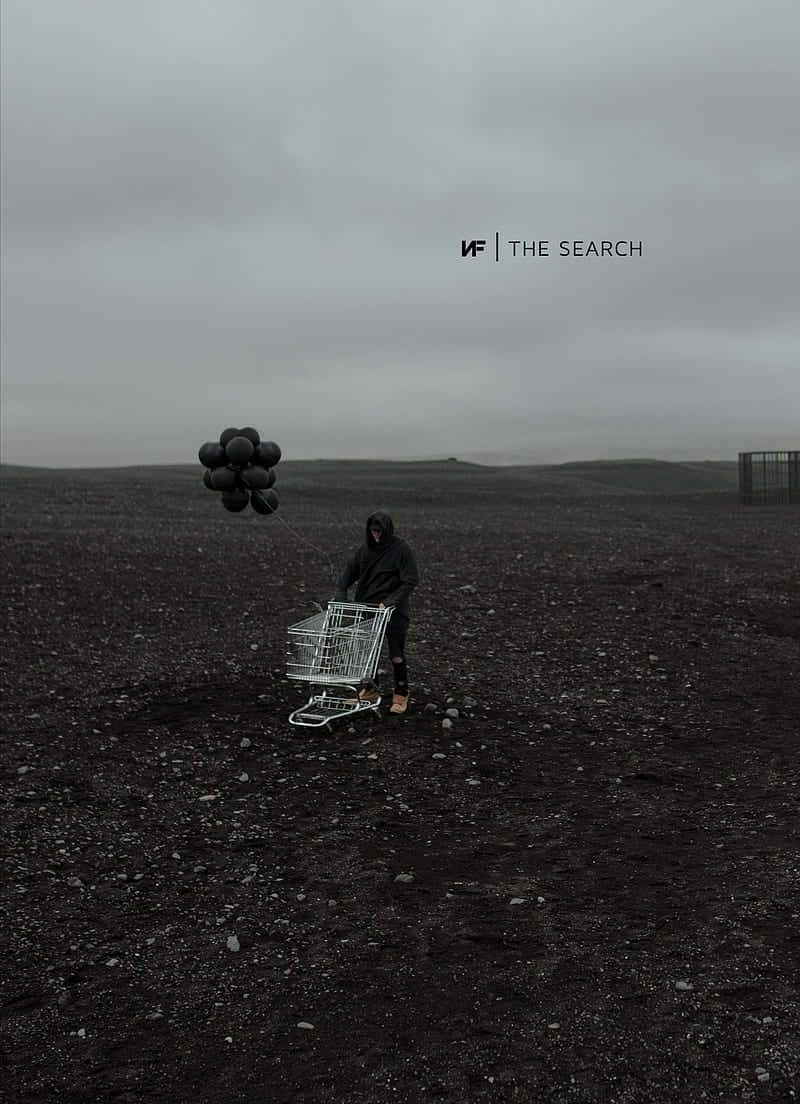NF, hooded figure, empty shopping cart, SD Phone Wallpaper