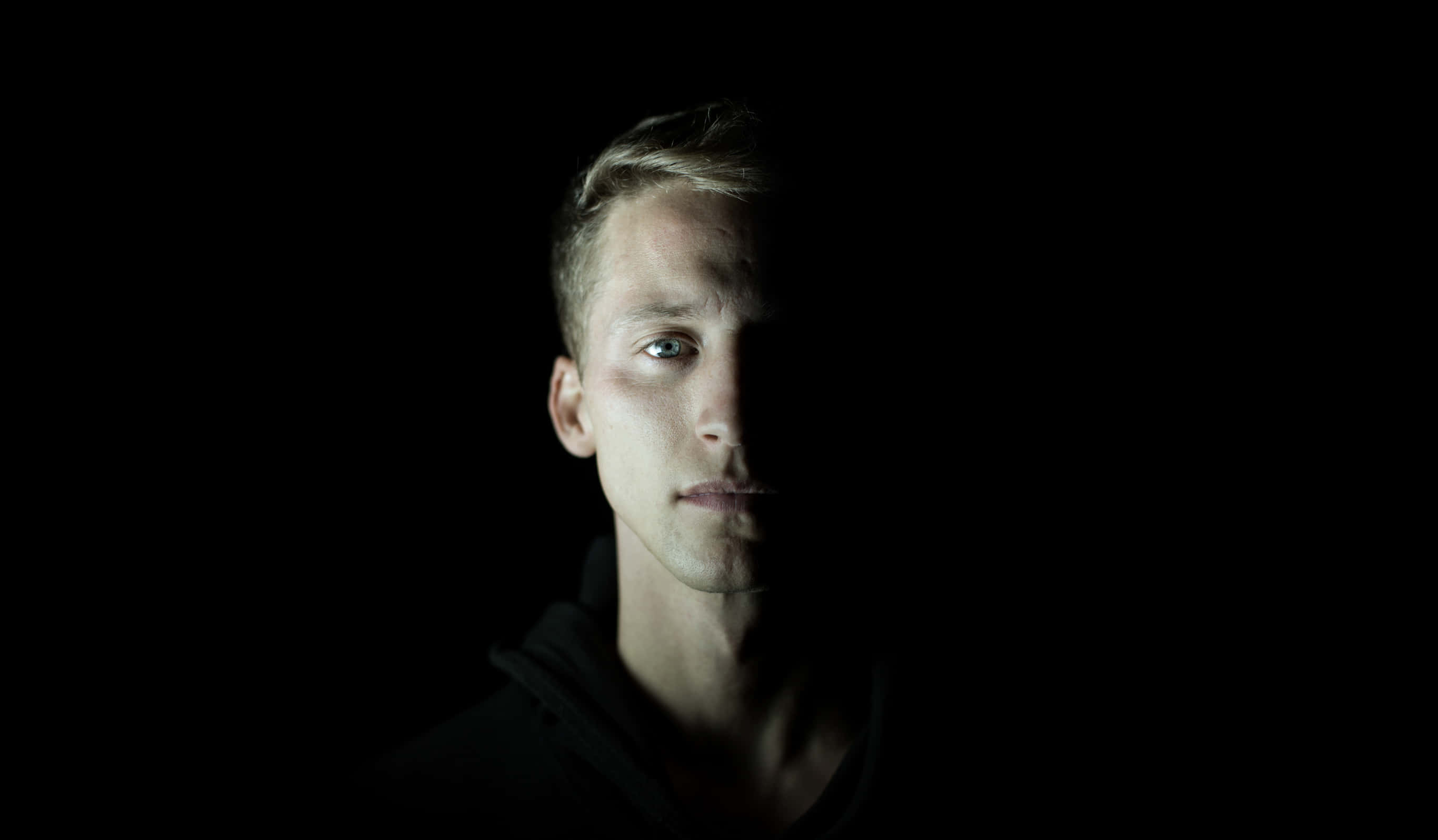 Nf Rapper, black, piercing blue eyes, 2K Desktop Wallpaper