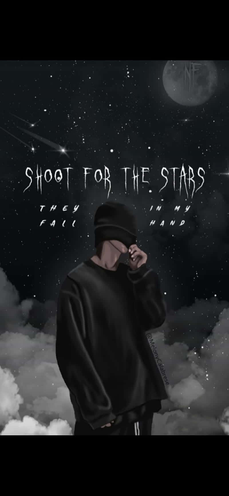Nf Rapper, black hoodie, starry night sky, HD Phone Wallpaper