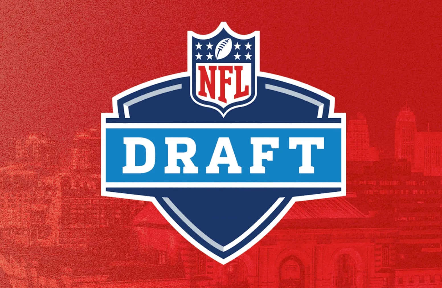 NFL Draft, red background, blue and white, HD Desktop Wallpaper