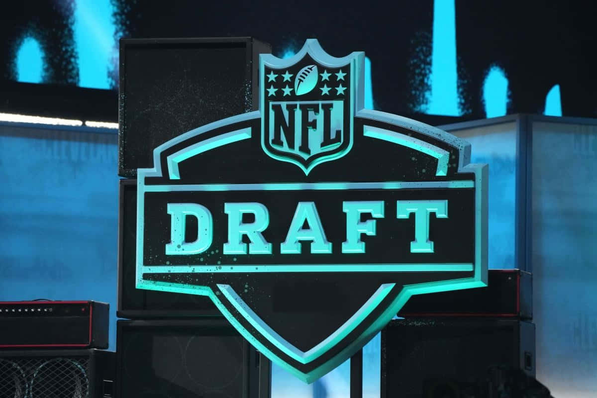 NFL Draft, teal NFL Draft logo, blue lighting, SD Desktop Wallpaper