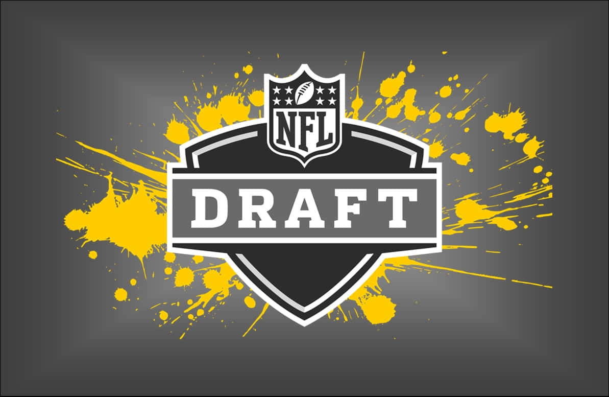 NFL Draft, yellow paint splatters, black and white shield, SD Desktop Wallpaper