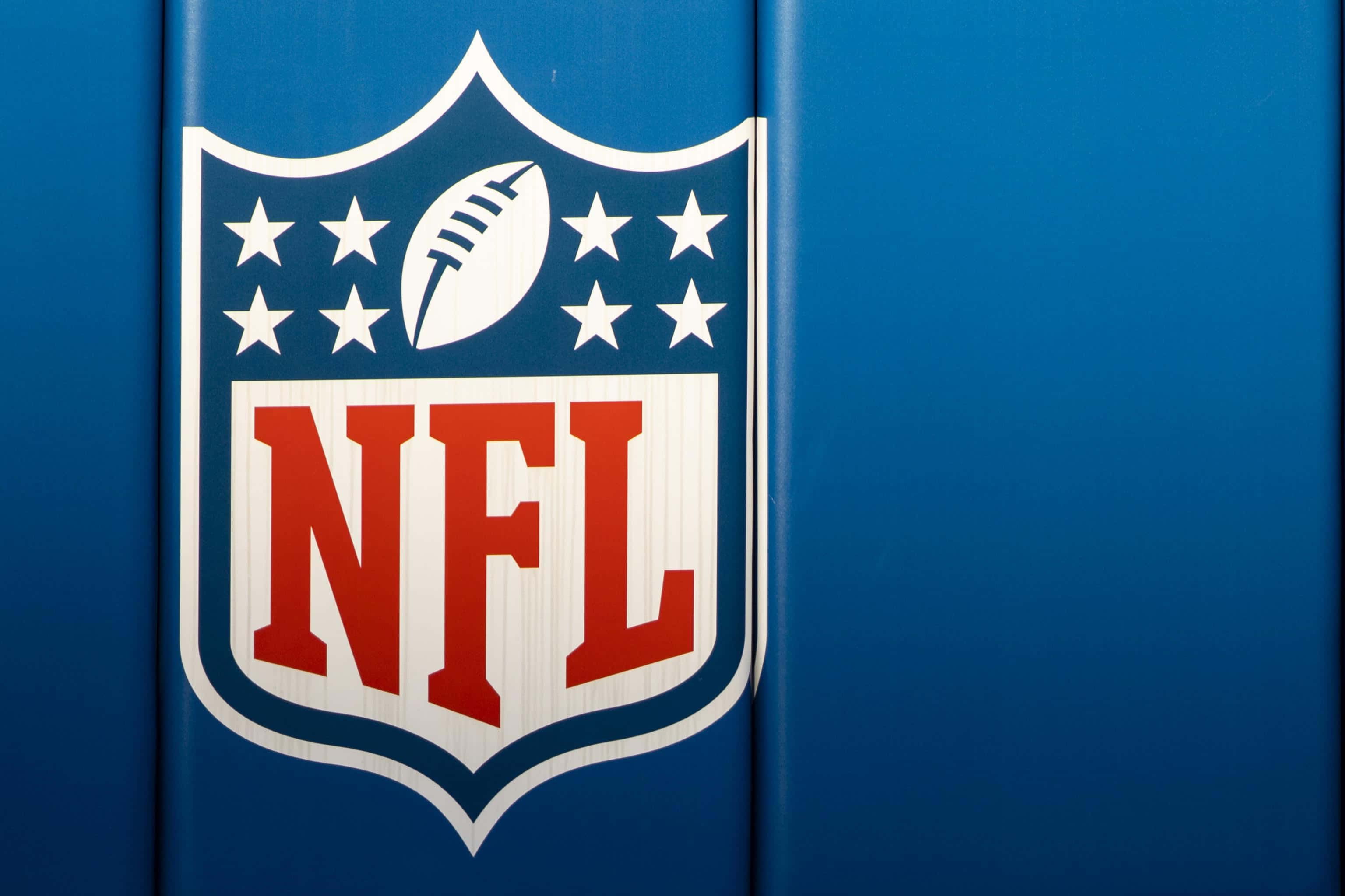 NFL Logo, white stars, football, 2K Desktop Wallpaper