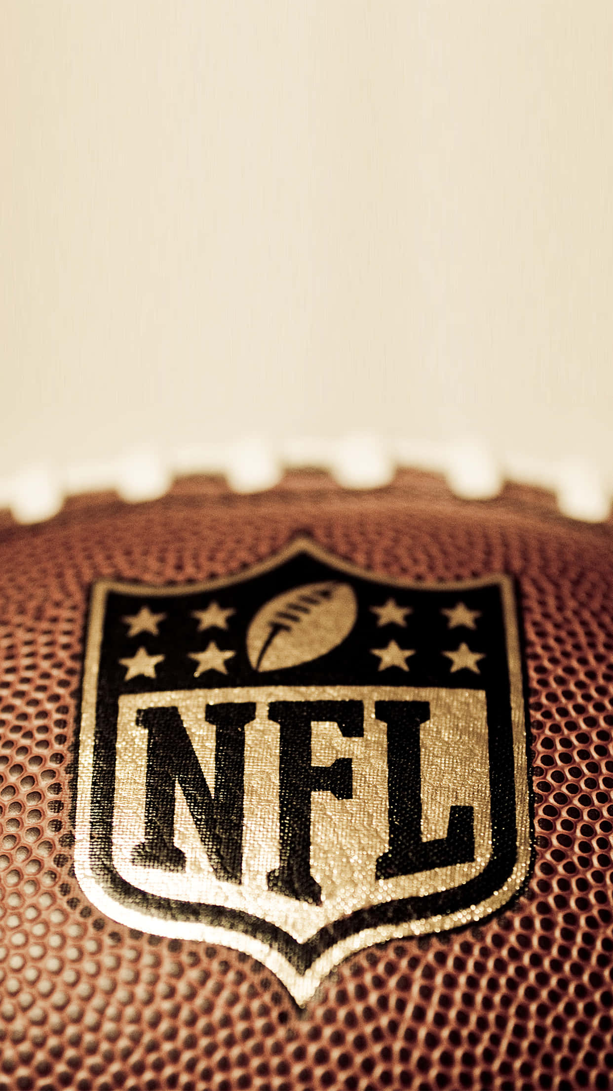 NFL Logo, brown leather football, white laces, Full HD Phone Wallpaper