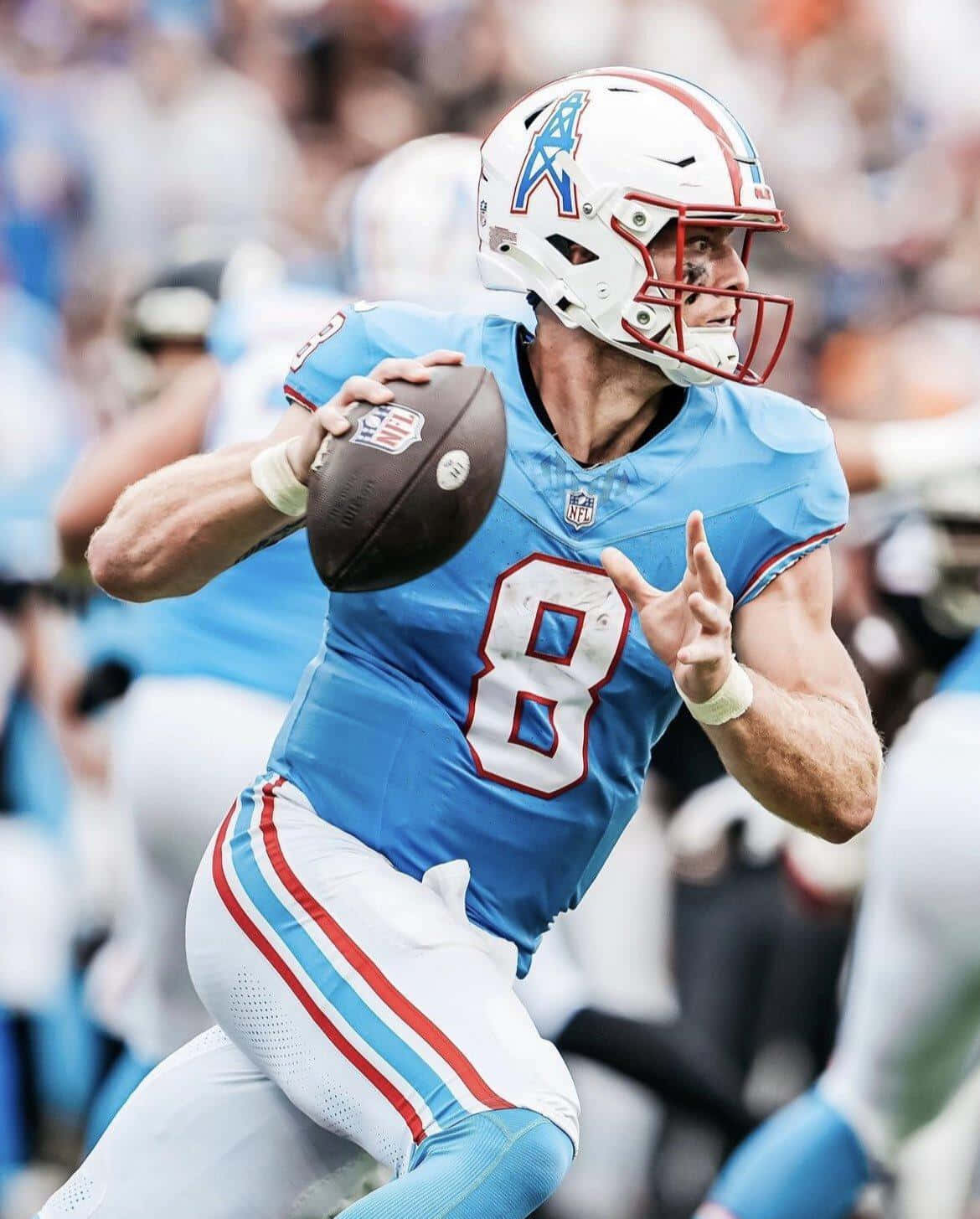 quarterback, light blue jersey, number 8, HD Phone Wallpaper