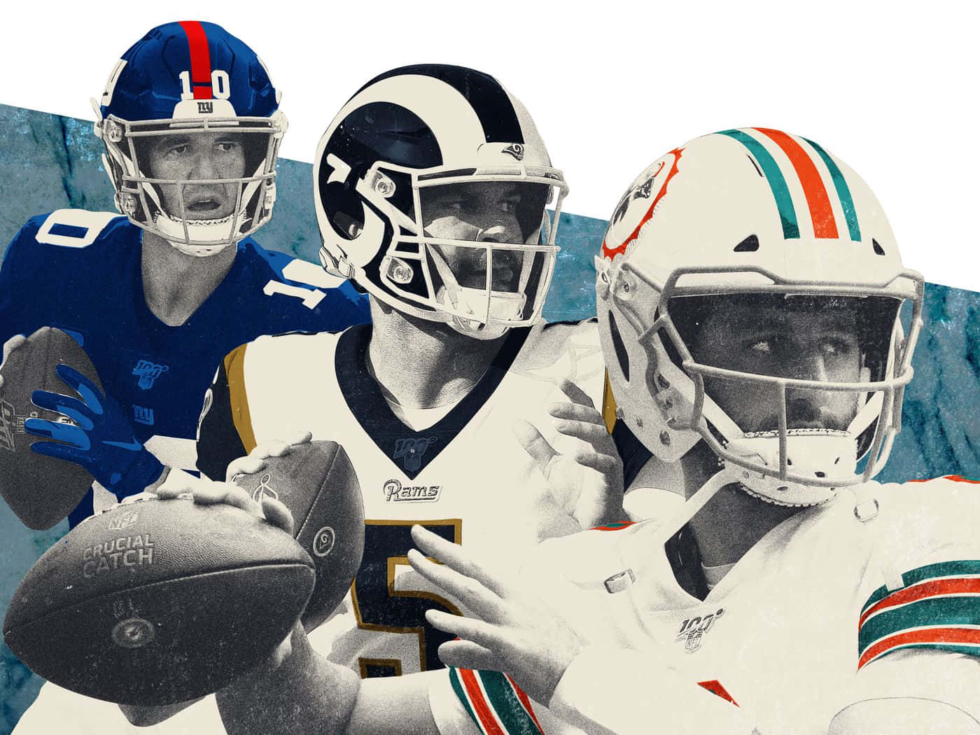 NFL Quarterbacks, team uniforms, footballs, HD Desktop Wallpaper