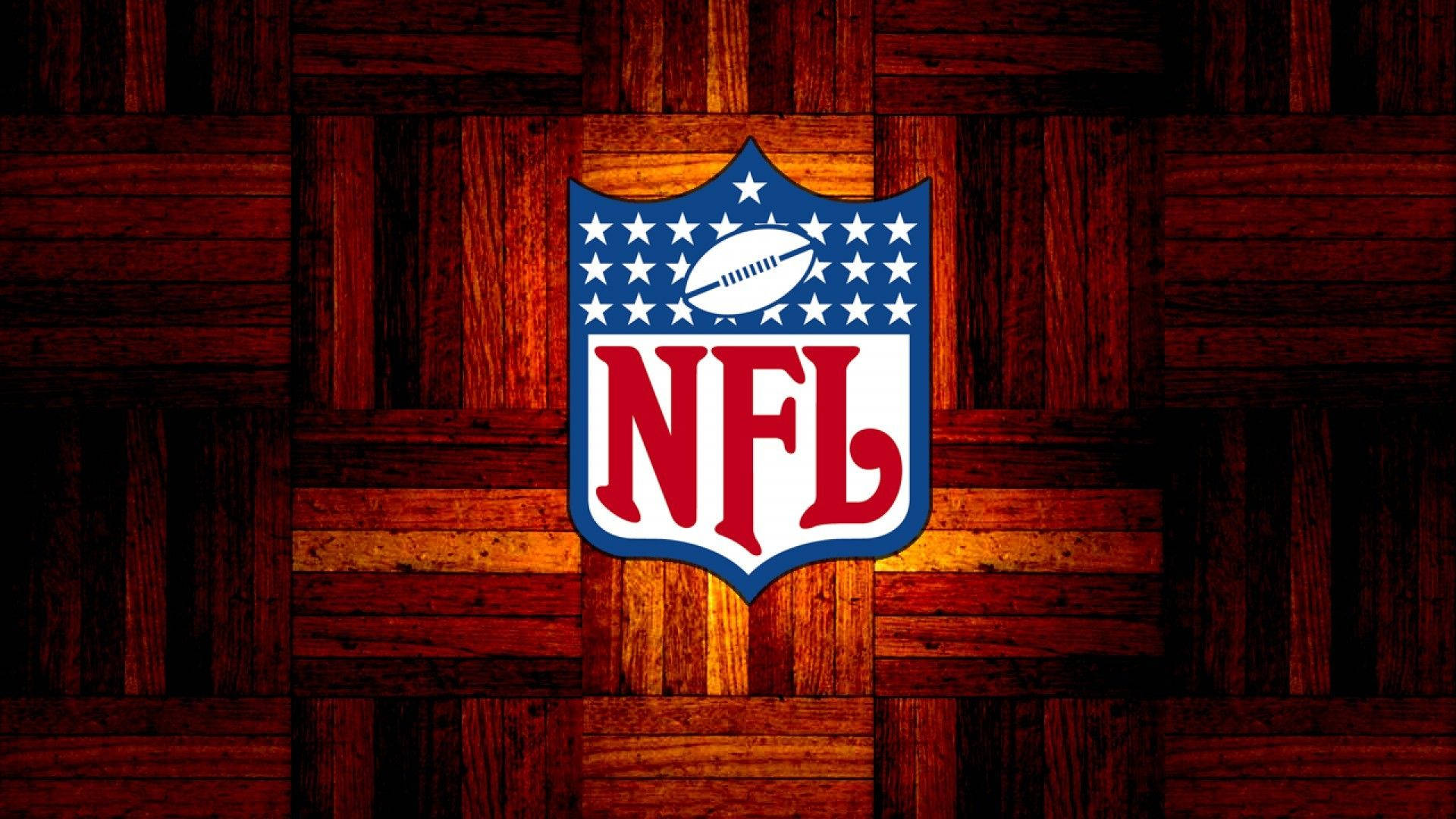 NFL, NFL logo, warm-toned wooden parquet background, Full HD Desktop Wallpaper
