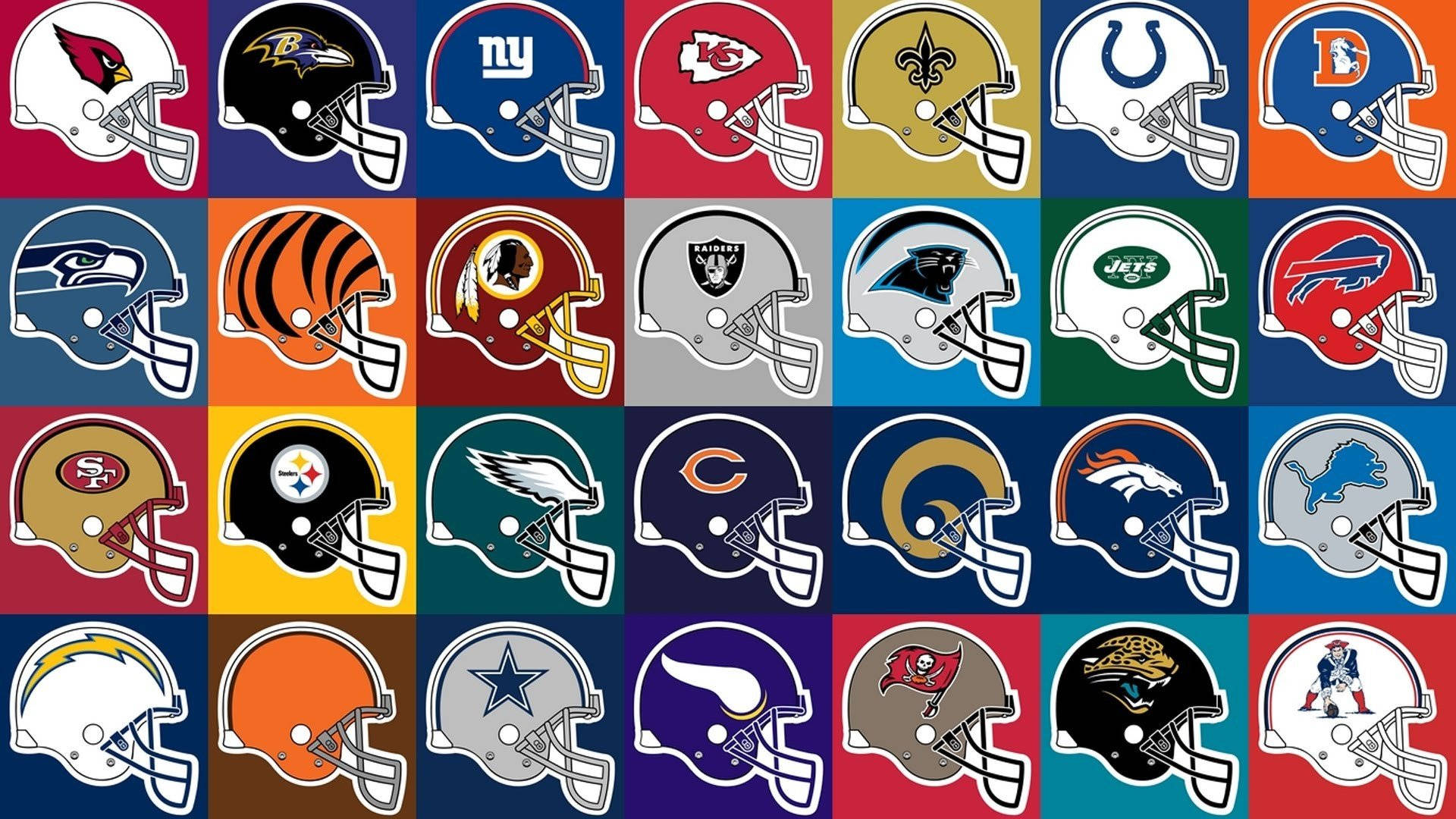 NFL, football helmets, colorful, Full HD Desktop Wallpaper