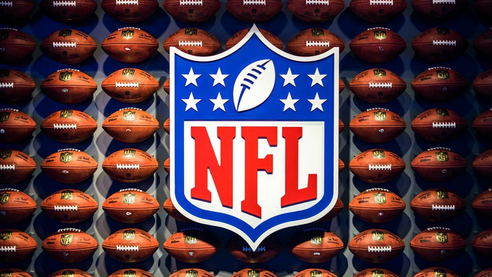 NFL logo, footballs, brown, SD Desktop Wallpaper