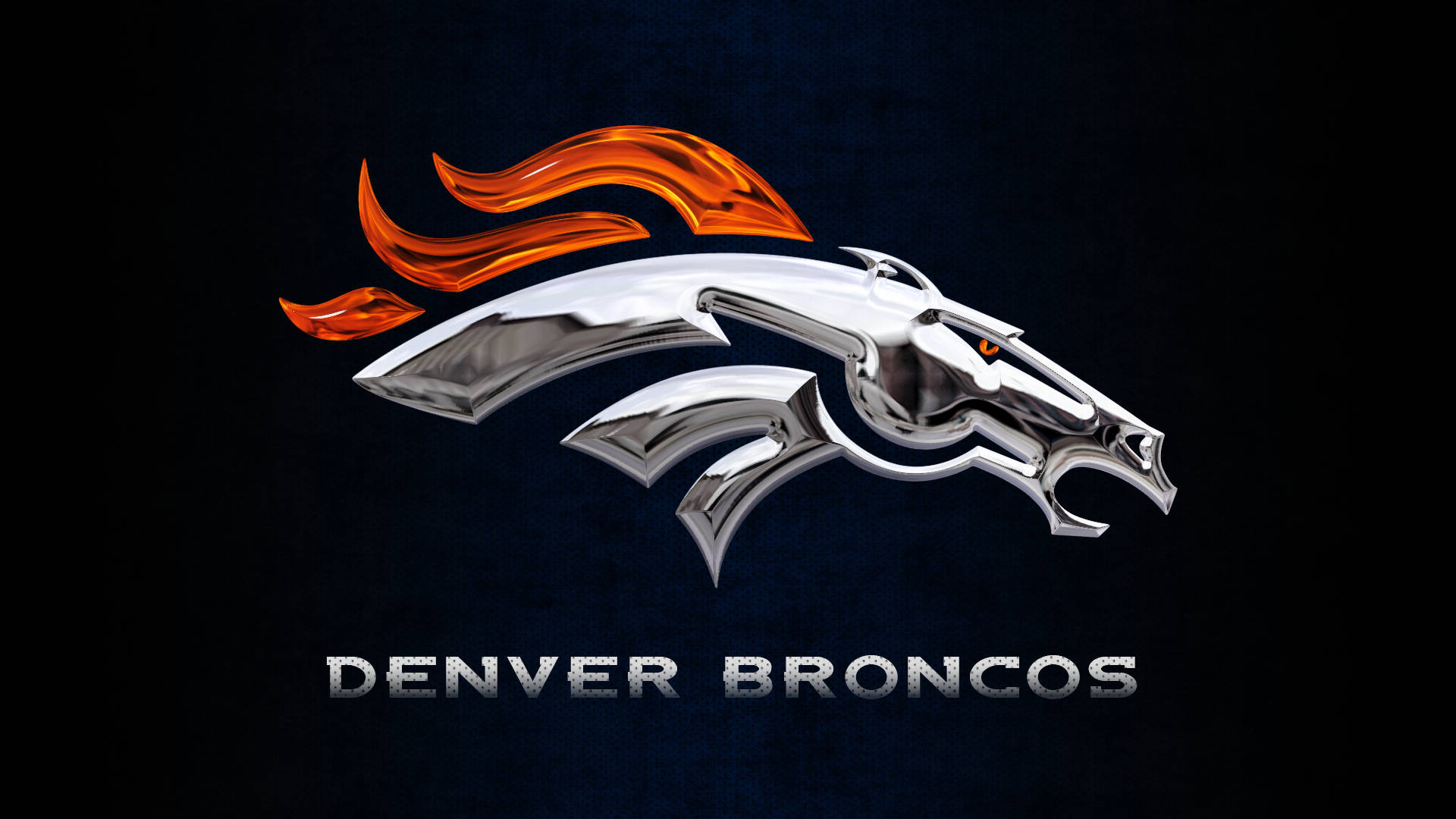 metallic broncos team logo, chrome bronco head logo, orange flame mane, Full HD Desktop Wallpaper