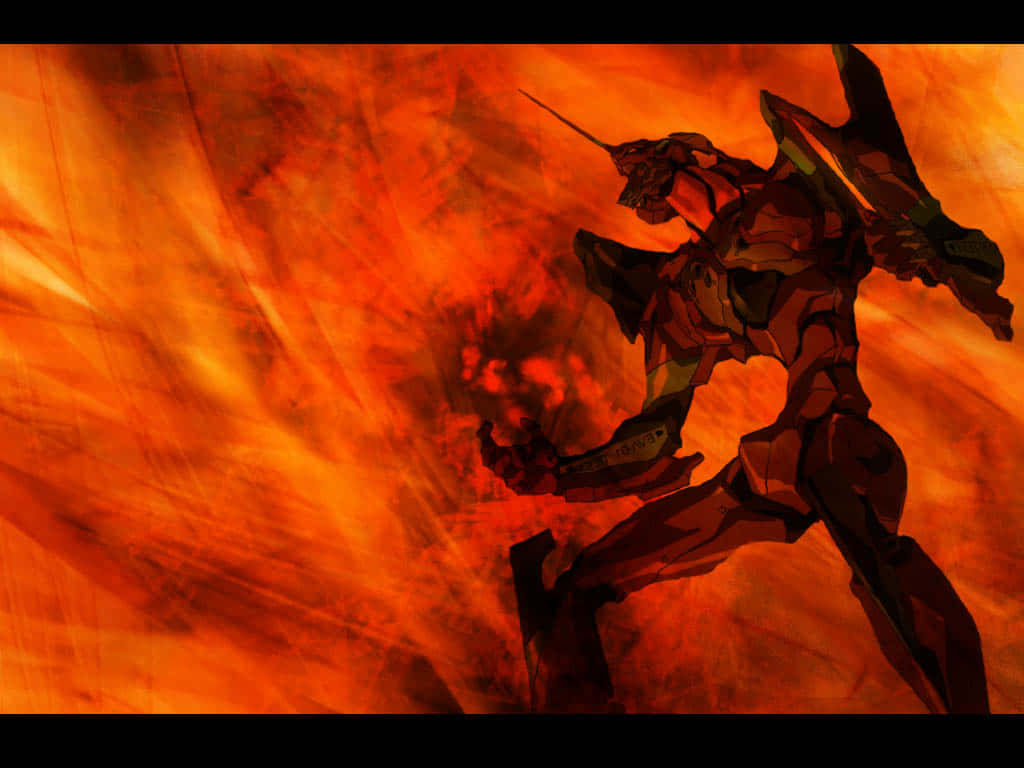 NGE, biomechanical giant, swirling inferno, SD Desktop Wallpaper