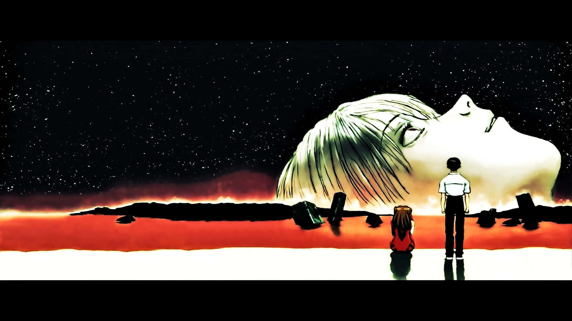 NGE, Sky Face, fiery horizon, Full HD Desktop Wallpaper