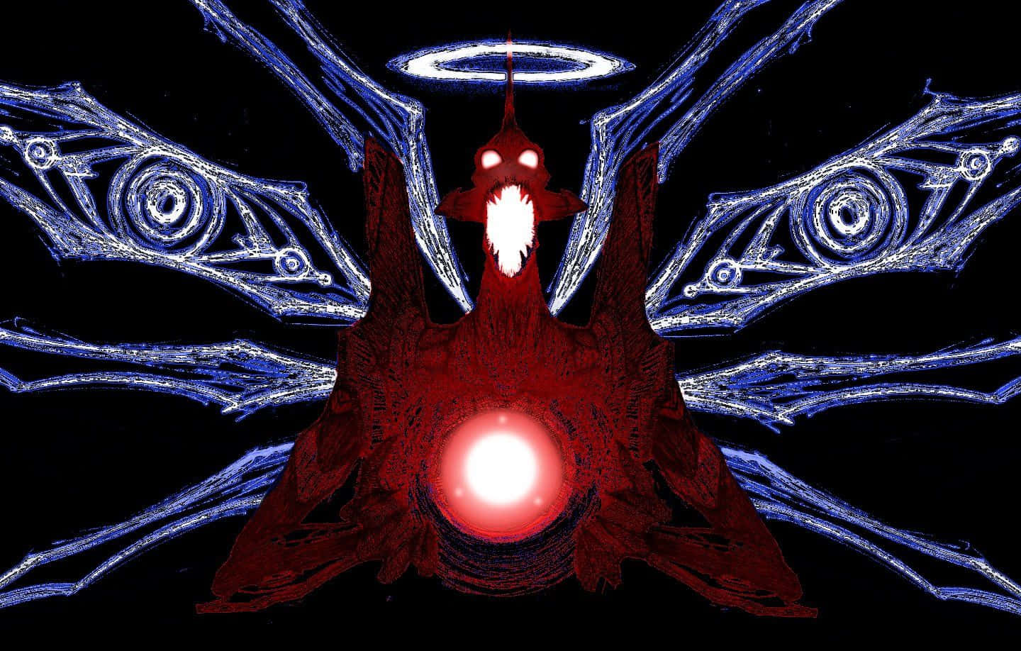 NGE, red demonic figure, glowing eyes, HD Desktop Wallpaper