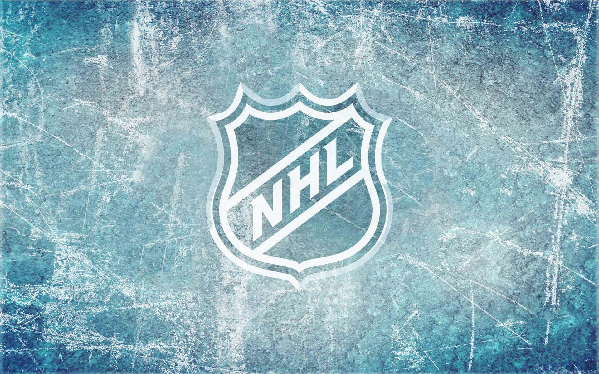 NHL, white NHL logo, textured blue ice rink, Full HD Desktop Wallpaper